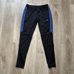 Adidas Track Pants Mens Small Black Tapered 3 Stripe Soccer Gym Outdoors Hiking